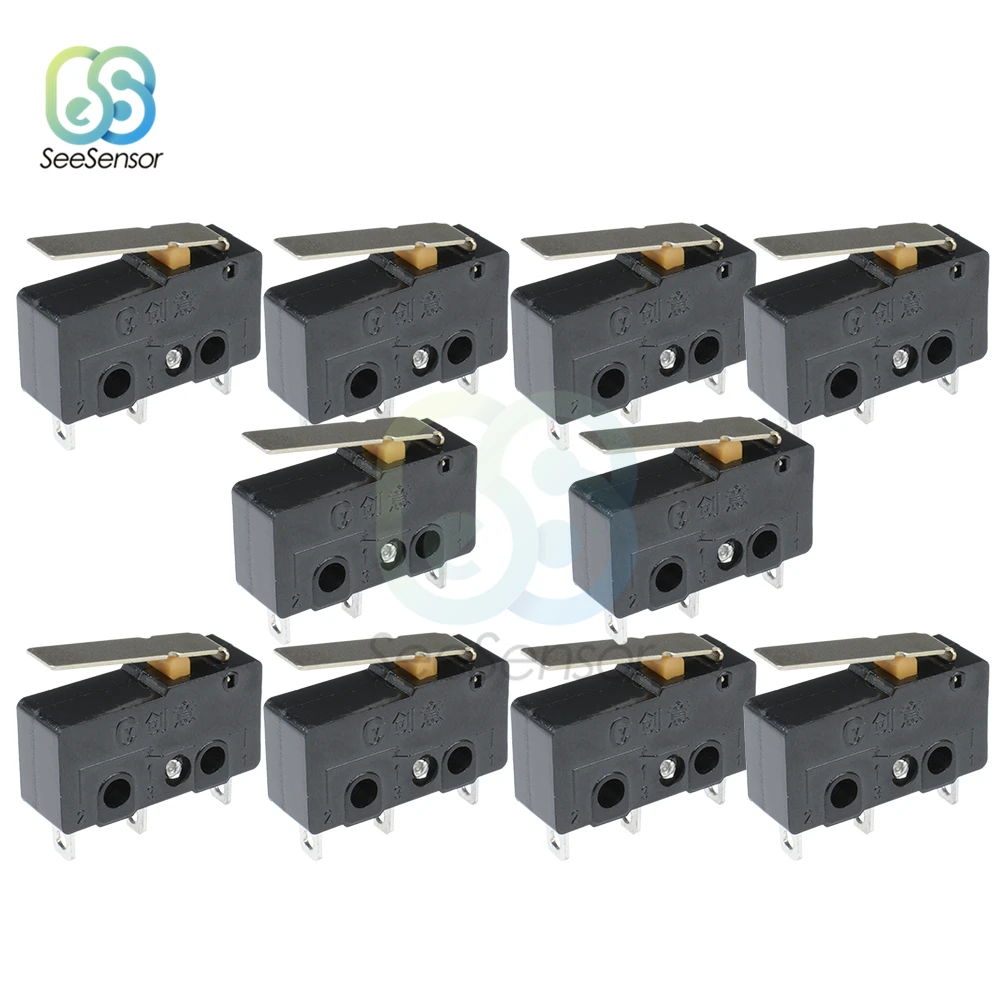 10 шт. концевой выключатель 3Pin N/O N/C 5A 250VAC микро переключатель для KW11 3Z|Выключатели|