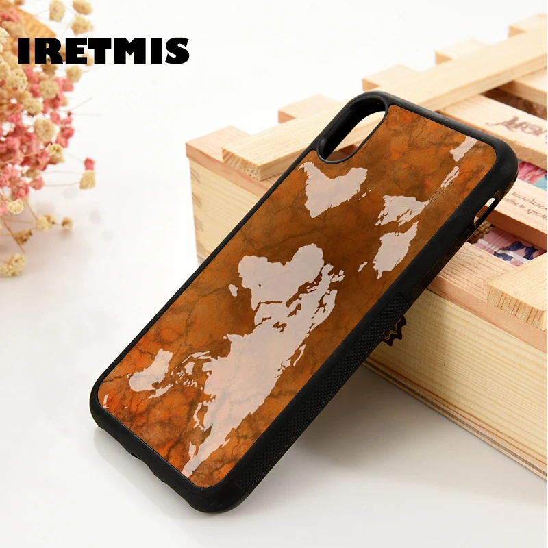 Iretmis 5 5S SE 6 6S Soft TPU Silicone phone case cover for iPhone 7 8 plus X Xs 11 Pro Max XR World Map Globe Retro Pattern | Мобильные