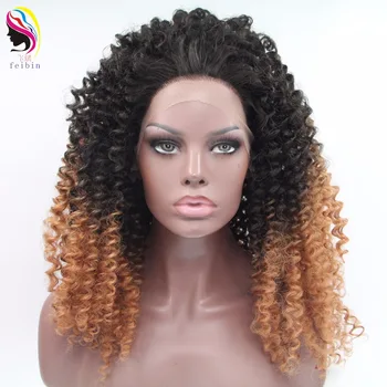 

Feibin Synthetic Hair Lace Front Wig Loose Deep Ombre Color 18 inches 45cm Full Head Wig D29