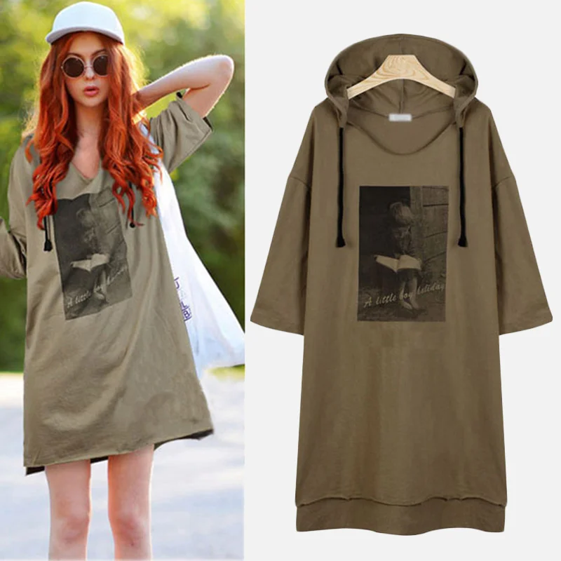 

Solid Hooded Plus Size Women's Hoodies Print Floral Pocket Drawstring Loose Pullovers Womens 2019 Spring Autumn Sweatshirt
