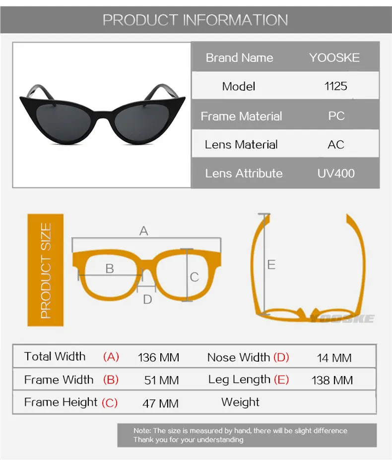 YOOSKE кошачий глаз солнцезащитные очки Женские Ретро маленький размер Cateye Солнцезащитные очки прозрачные линзы Женские винтажные очки оправа