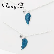 Два с половиной сердца модные серебряные ожерелья в форме сердца для сияющих лучших друзей модные трендовые парные подвески