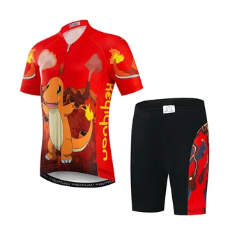 

2019 Keyiyuan Spring and Summer New Volcano Eruption Children's Cycling Jersey Quick-drying Breathable Short Sleeve Set