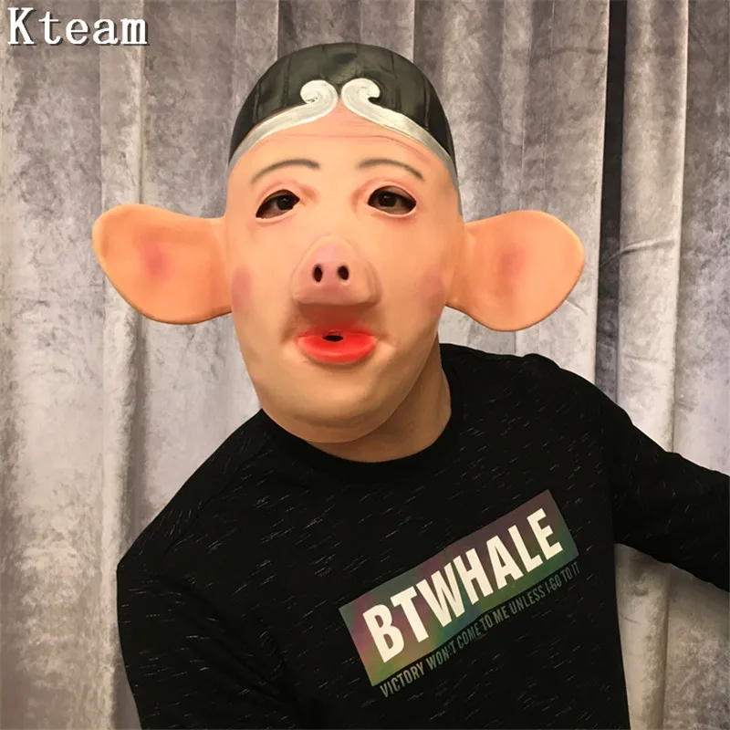 Новинка! забавные свинья из пилы головы маски Новинка маска животного для хеллоуина Хэллоуин Свинья Маска Caveira Косплэй костюм латекс