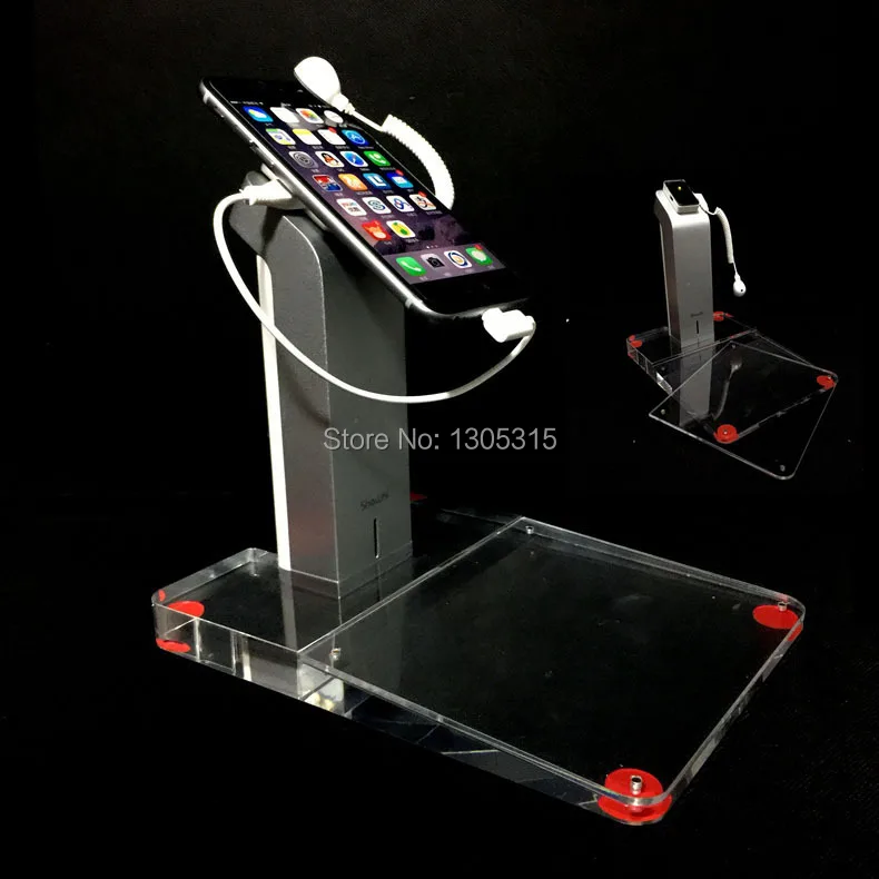10xRetail cell phone security display stand mobile alarm acrylic holder transparent burglar alarm for MP3,MP4,Tablet PC