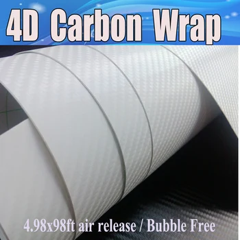 

PROTWRAPS 4D White Carbon Fiber vinyl For Car wrapping Gloss Carbon Wrap Film Stickers bubble Free size 1.52x30m/Roll