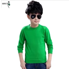 OFCS/ осенне-зимний свитер для мальчиков пуловер с длинными рукавами и круглым воротником, свитер однотонная вязаная модная детская одежда на возраст от 5 до 16 лет