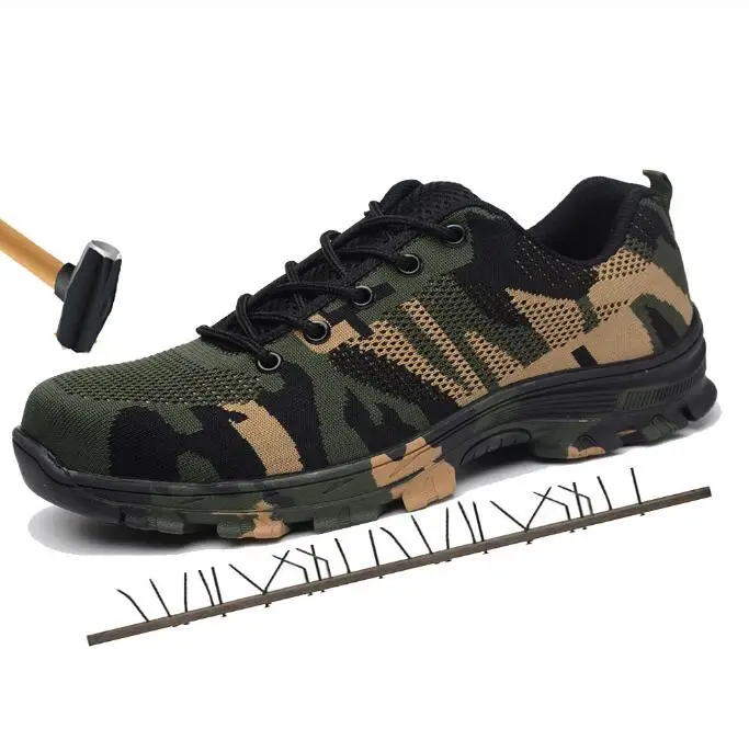 

Construction Men's Outdoor Plus Size Steel Toe Cap Work Boots Shoes Men Camouflage Puncture Proof Safety Shoes Breathable GH66