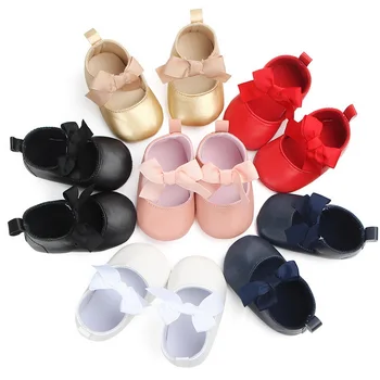 

DHL 200pair Toddler Baby Girl Soft PU Princess Shoes Bow Bandage Infant Prewalker New Born Baby Shoes First Walkers
