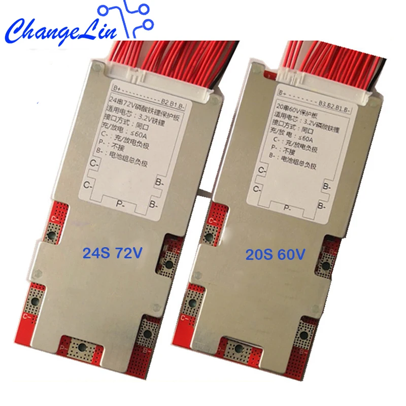 Защитная плата 20S 60V 24S 72V Lifepo4 литий железо фосфат BMS PCB PCM 50A 120A 3 2 V пакеты eBike EV 23S 22S 21S