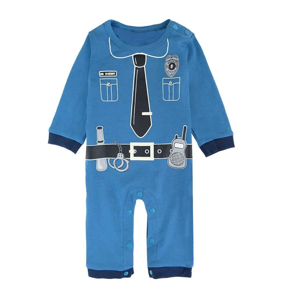 Baby Boys Halloween Costume Romper with Hat Infant Newborn Police