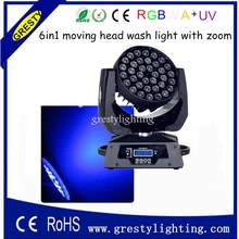 36 шт. 18 Вт rgbwa уф 6in1 из светодиодов перемещение головы мыть светло-свет этапа