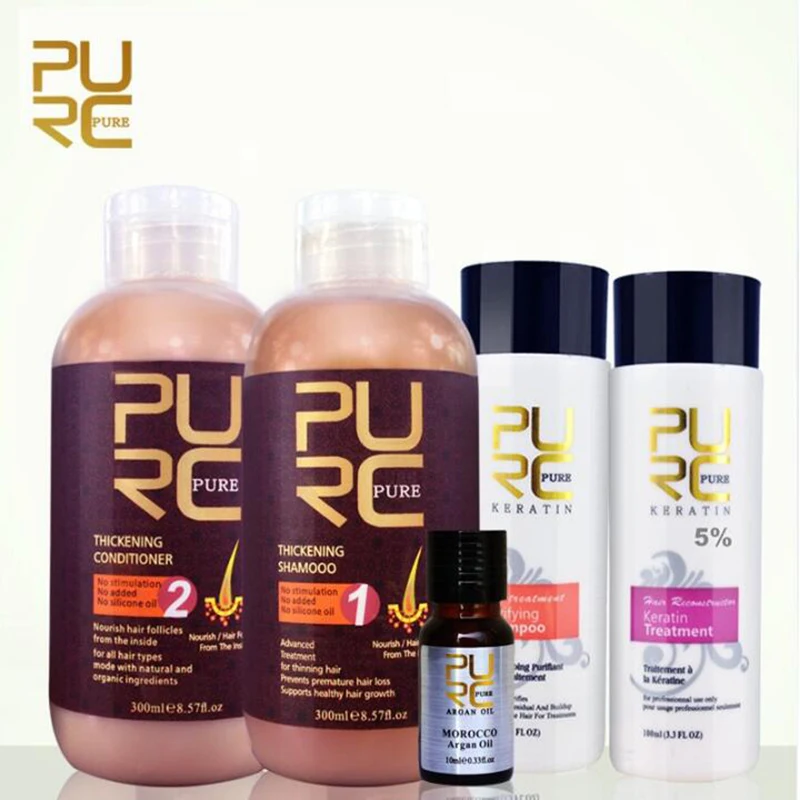 

PURC Ginger Shampoo Plus 5% Brazilian Keratin Set Plus Essential Oil Hair Straightening Hair Care Set