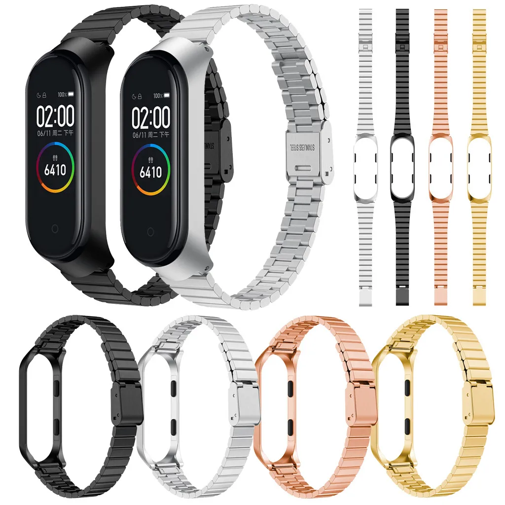 Для Xiaomi Mi Band 4 Смарт часы из нержавеющей стали водонепроницаемый браслет металлический корпус ультратонкий ремешок для спортивных часов часы аксессуары