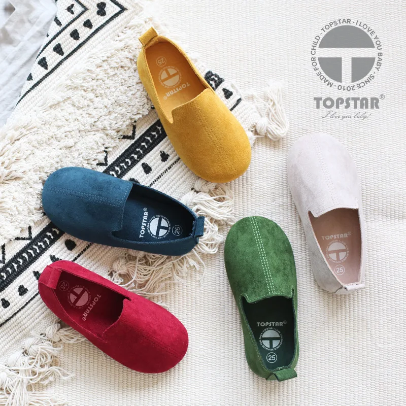 

Kids Shoes Soft Leather Fur Shoes Baby Girls 6 Colors 2018 Spring Fashion Children Peas Shoes Casual Boys Walking High Quality