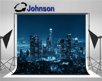 

los angeles downtown buildings night city skyline background Vinyl cloth High quality Computer print wall backdrop
