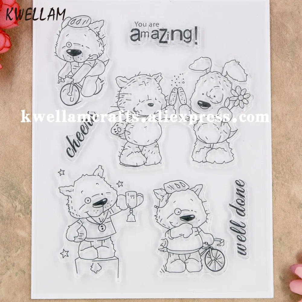 

Bear You are amazing Cheers Well done Scrapbook photo cards rubber stamp clear stamp transparent stamp 9062514