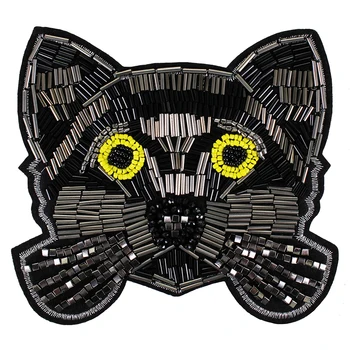 

5pieces Bead Cat Head Embroidery Patches for Children Clothes Bag Sewing on Patch Applique Decoration DIY Accessories TH1321