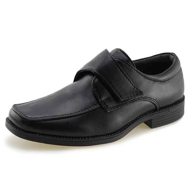 Boys leather shoes School Uniform hook and loop Dress Shoes Oxford boys