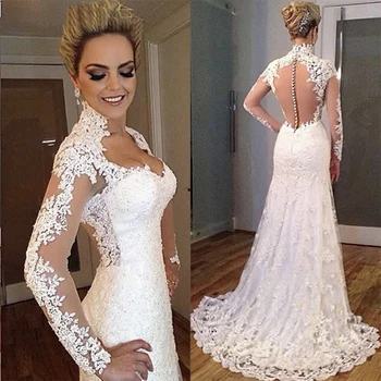 

Fansmile 2020 New African Open Back Mermaid Lace Wedding Dresses Customized Plus Size Wedding Gowns Vestido De Noiva FSM-548M