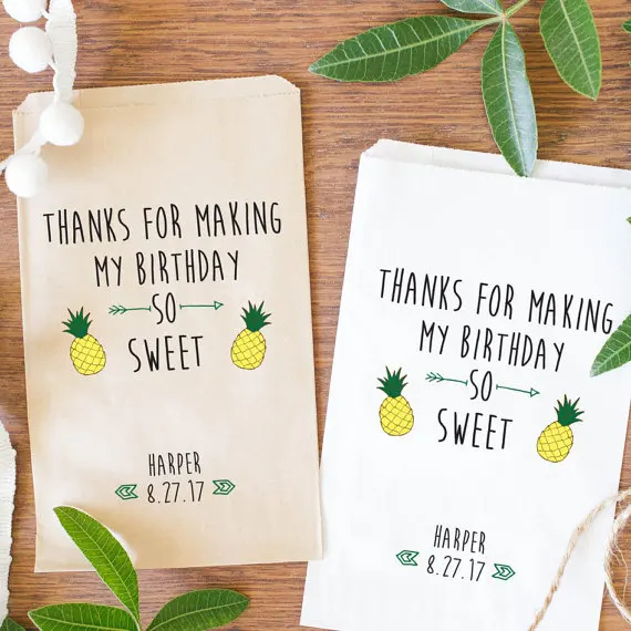 

custom name Hawaiian Kid's tropical Birthday candy Buffet treat gift bar Petal Toss bags Baby Shower Bakery Cookie Favor pouches