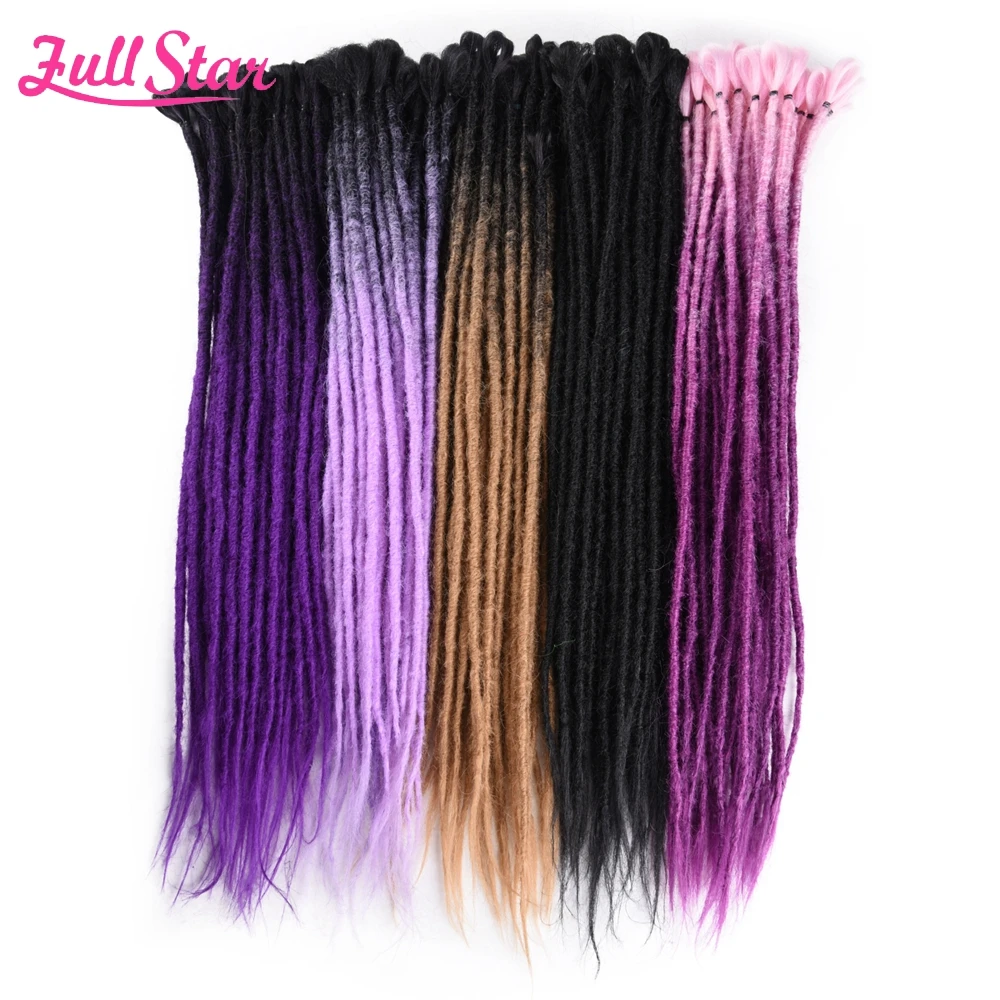 Full Star Synthetic Ombre Faux Locs Crochet Hair 24" 5strands/pack Low Temperature Fiber Lock Braiding Hair Extensions
