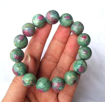 

Free Shipping Natural Ruby in Zoisite 14mm Round Beads Bracelet Women Man Jewelry Accessories Weddings Parties Birthday Gift