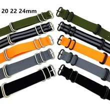 High Quality Men Women Nylon Zulu Watch Band Strap Nato With Pin Buckles 20mm 22mm 24mm Black White Red Yellow