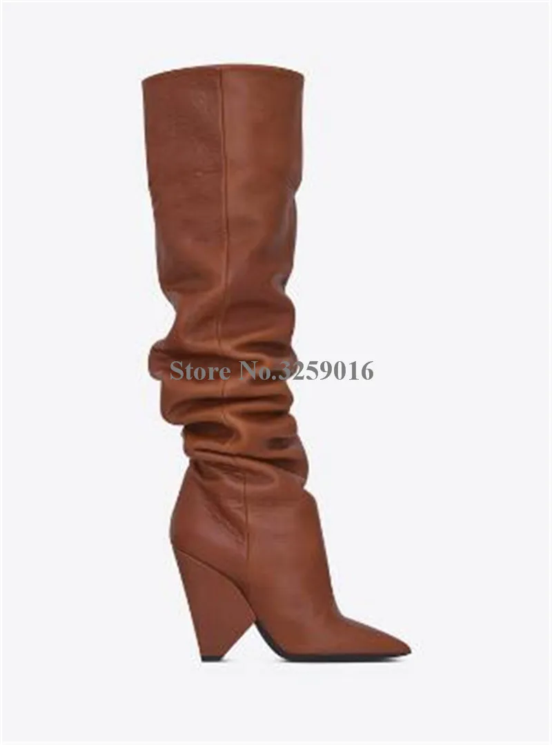 

Hot Selling Women Fashion Pointed Toe Over Knee Black Brown Spike Heel Boots Sexy Strange Heel Long Boots Dress Shoes