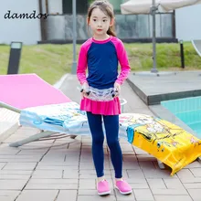 Бикини, купальный костюм для детей, Пляжное платье, одежда для девочек из двух предметов, летний купальный костюм с длинными рукавами, накидка