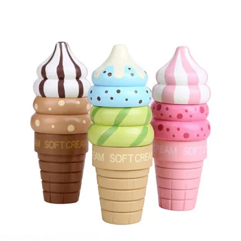 

New Wooden Magnetic Connected Ice Cream Play House Kitchen Toy Pretend Toys Children Play House Gift For Girl Decor Chocolate