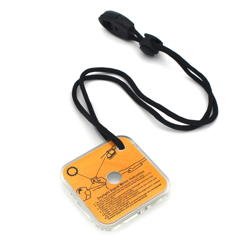 

Multifunctional Outdoor Survival Mirror Practical Emergency Kit Reflective Survival Signal Tool With Whistle Targeting