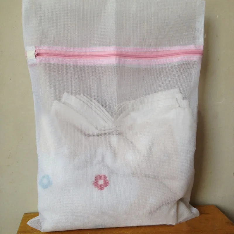 

2 Sizes Laundry Clothes Washing Machine Mesh Bag Underwear Aid Bra Socks Lingerie Zippered Foldable nylon net bag Cleaning Y