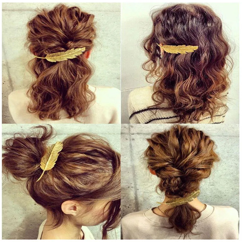 1 шт. модная женская металлическая форма листа перо заколка для волос аксессуары для волос инструмент для укладки волос