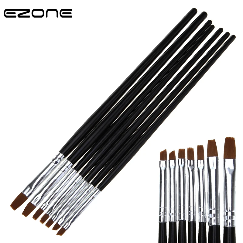 

EZONE 7PCS Black Paint Brush Diffrerent Size Nylon Brushes For Kids Oil Water colorful Painting Art Paint School Stationery