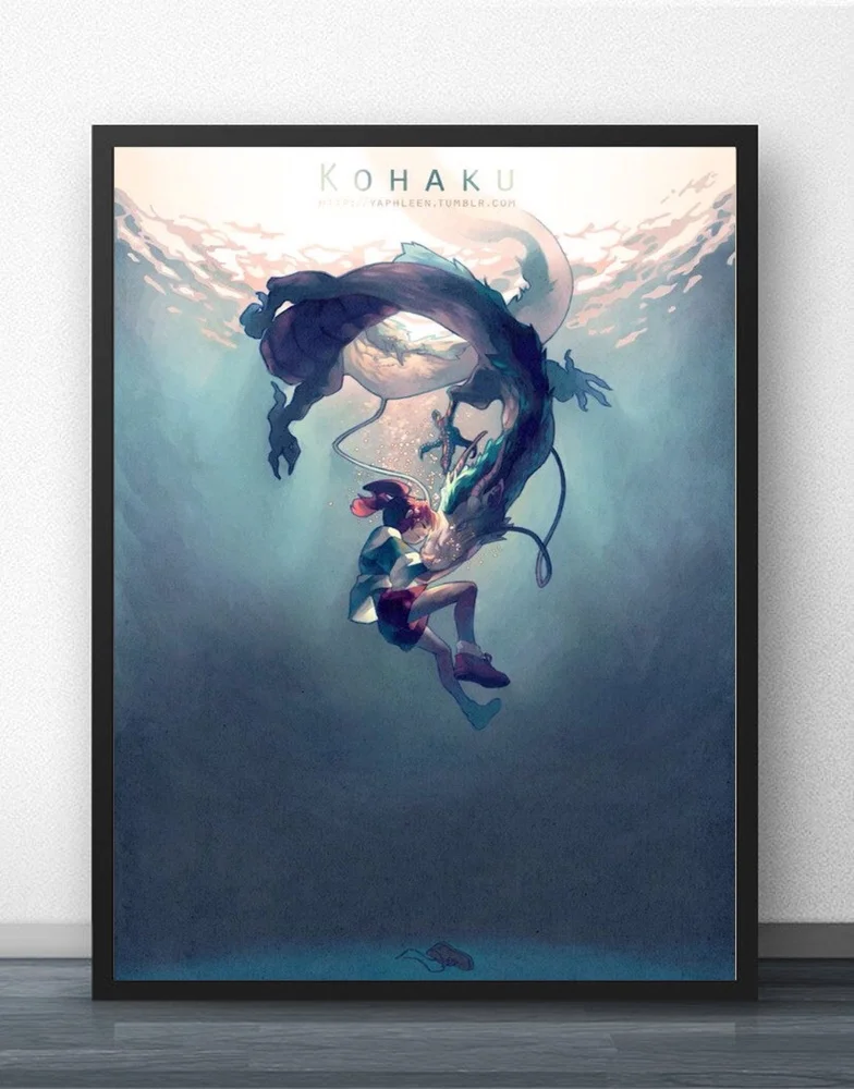 

Chihiro & Haku Kohaku Hayao Miyazaki Spirited Away Wall Art Paint Decor Canvas Prints Canvas Art Poster Oil Paintings No Frame