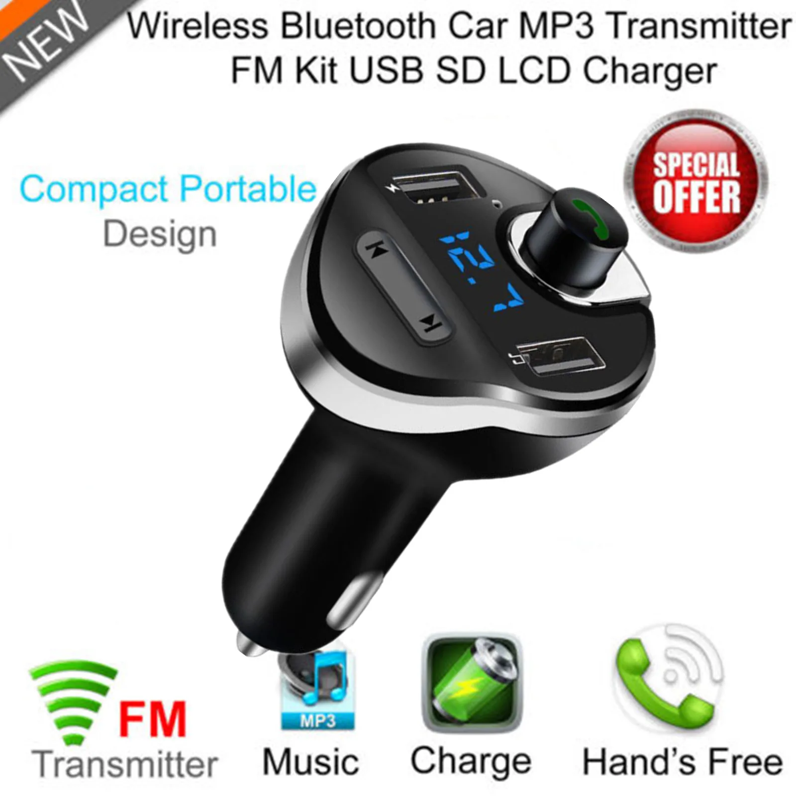 Bluetooth fm-передатчик для автомобиля Hands free в автомобиле fm-радио адаптер автомобильный комплект с USB зарядным устройством Обнаружение напряжения для телефонов