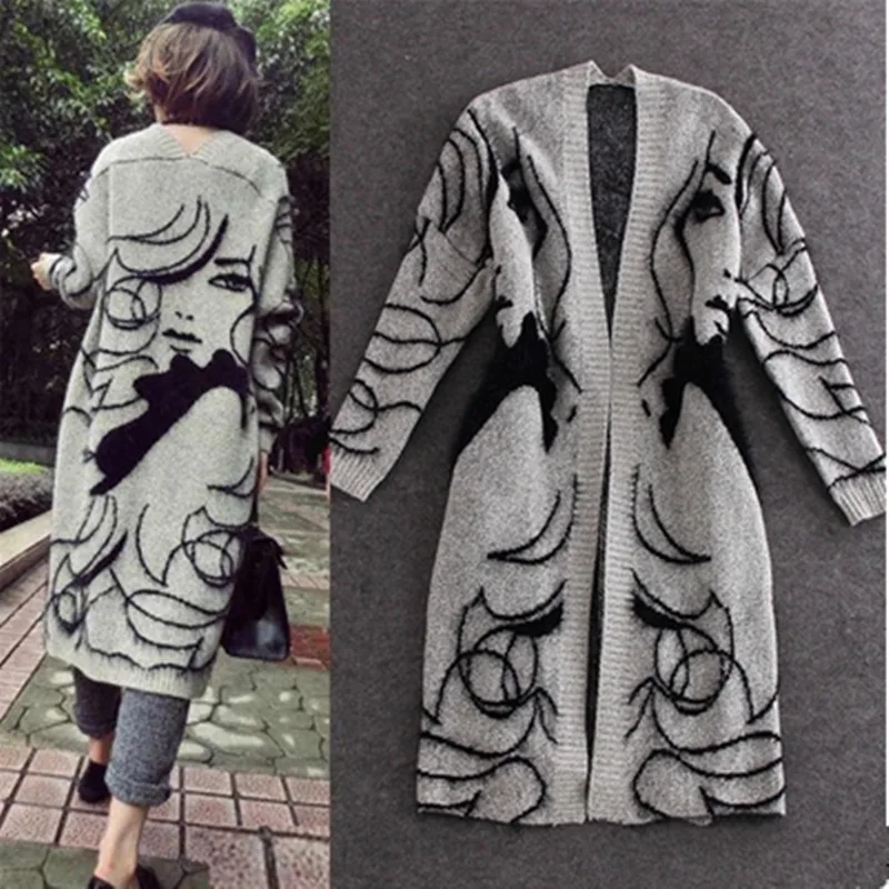 

sign in the spring and autumn period and the abstract design more loose bat sleeve sweater cardigan long sweater coat