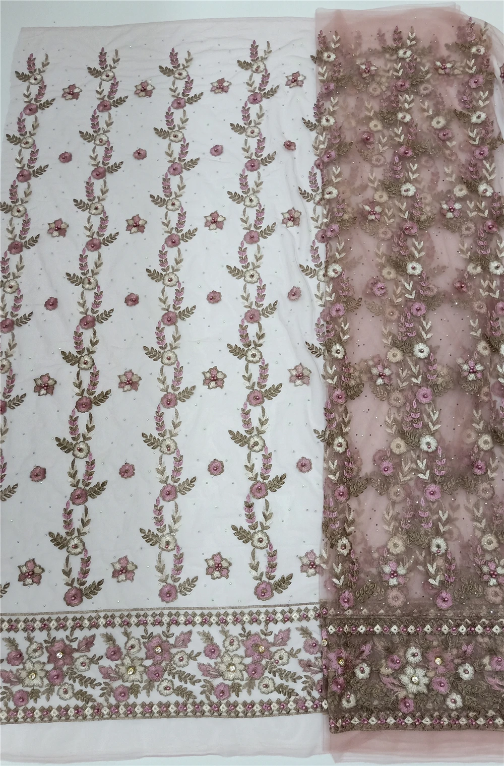 Milylace популярный дизайн, розовая кружевная ткань, вышитая бисером, Африканское свадебное платье, кружевная ткань, 5 ярдов в партии, сетка, тюль, кружево, BGW-E