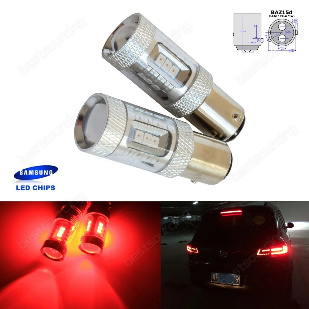 

2 Red 566 P21/4W 7225 BAZ15d Bulb SAMSUNG LED Indicator Rear Fog Tail Stop Light(CA314)