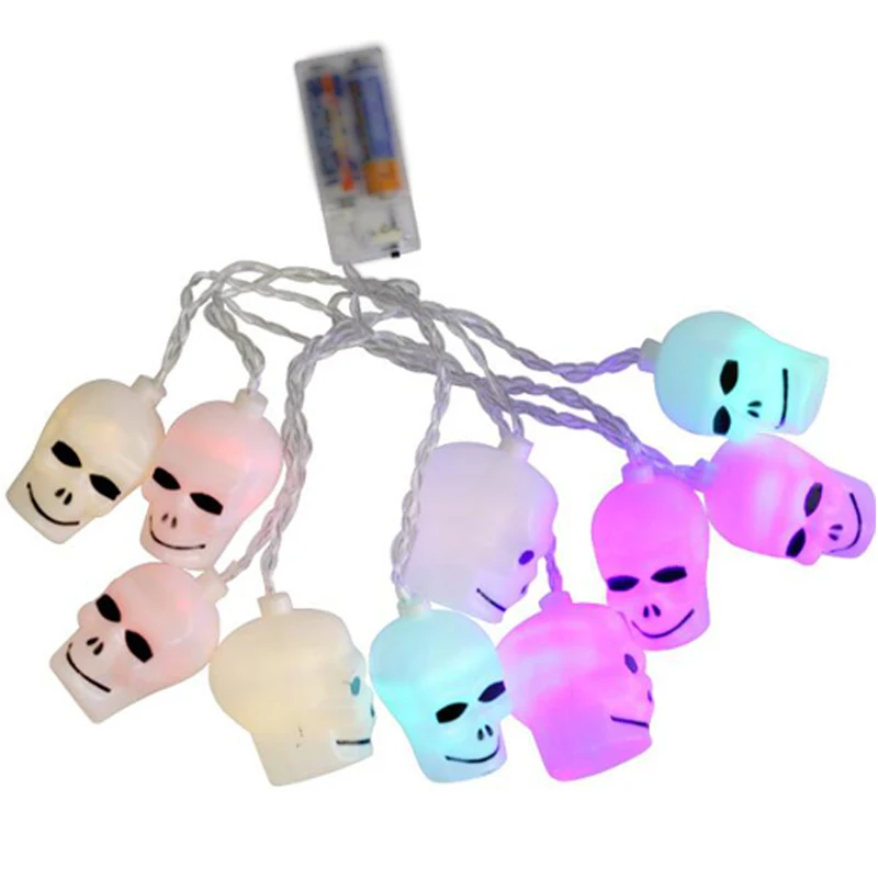LED Skull Strip string lights Garland Garden battery powered Halloween Decorative Led paty Supplies Prop Dress up Halloween (10)
