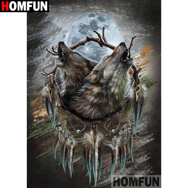 Алмазная живопись HOMFUN волк алмазная вышивка 5D сделай сам с полными