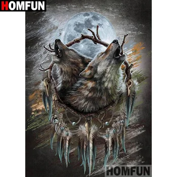 

HOMFUN Full Square/Round Drill 5D DIY Diamond Painting "Animal wolf" 3D Diamond Embroidery Cross Stitch Home Decor A19704