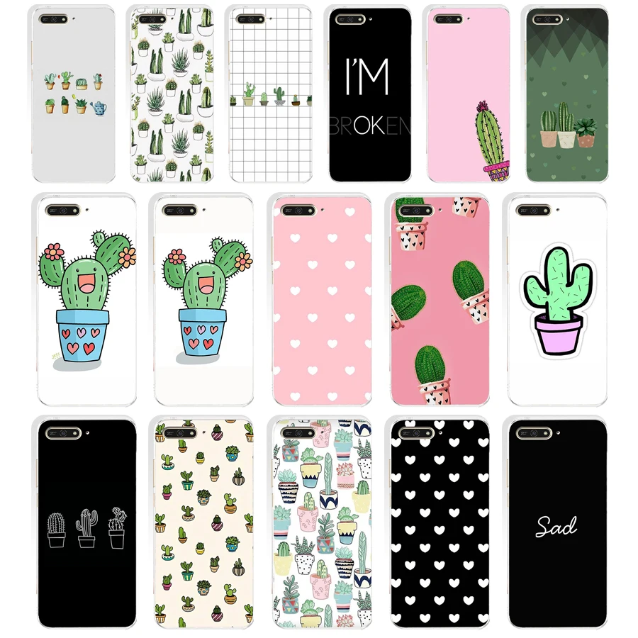 

34SD Cartoon Green Cactus Soft Silicone Tpu Cover Case for huawei Honor 7c 7x 7a pro 7x P20 Nova 2i 3i