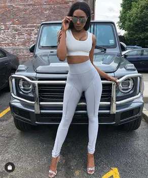 

High Quality Ladies Sexy Gray Rayon Bandage Pants 2019 Designer Pencil Pants
