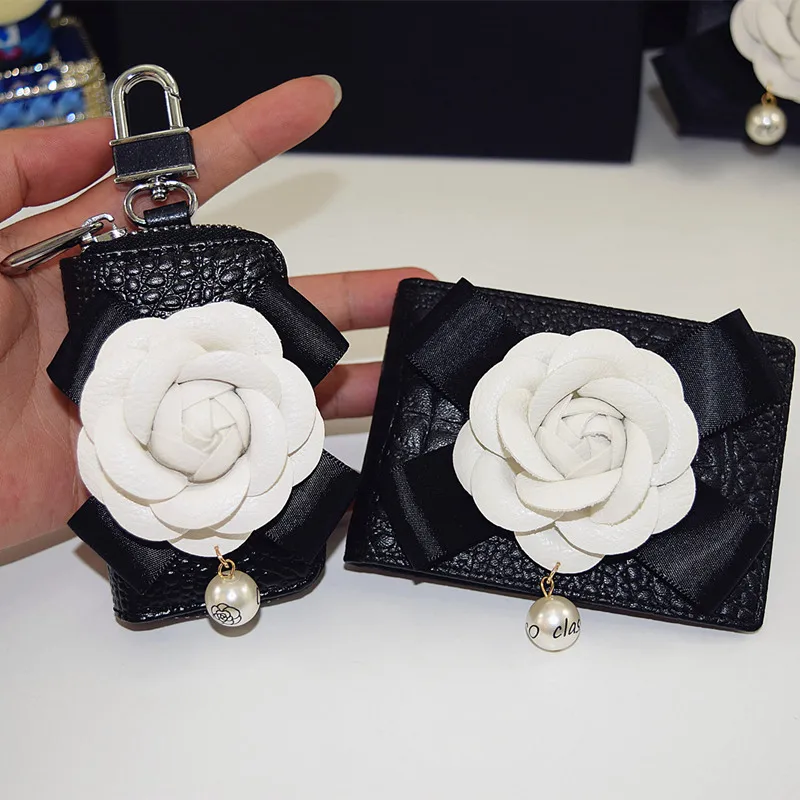 Fashion-Camellia-Flower-Key-Holder-Genuine-leather-bag-Women-Car-key-wallet-Keychain-Cover-1