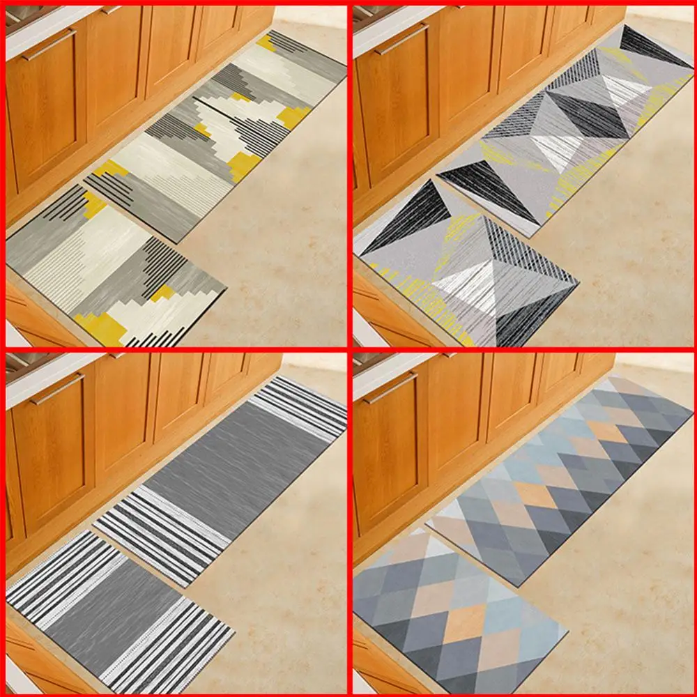 Non Slip Dapur Tikar Set Rumah Pintu Masuk Pintu Geometri Karpet