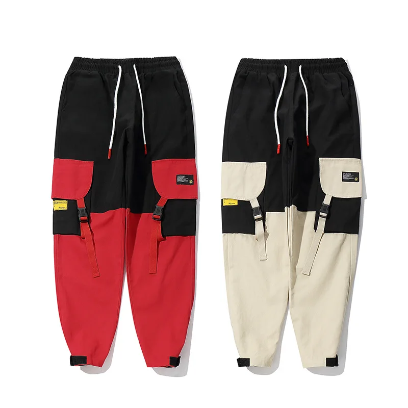April MOMO, свободные брюки-карго с эластичной резинкой на талии, уличные штаны с завязками на лодыжке, повседневные штаны с большими карманами, модные брюки-карго