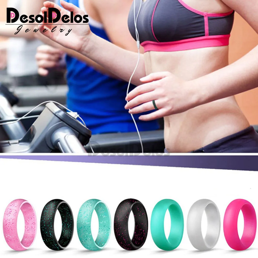 

7pcs/set 4-10 Size Food Grade FDA Silicone Finger Ring 5.7mm Hypoallergenic Crossfit Flexible Sports Rubber Rings For Men Women