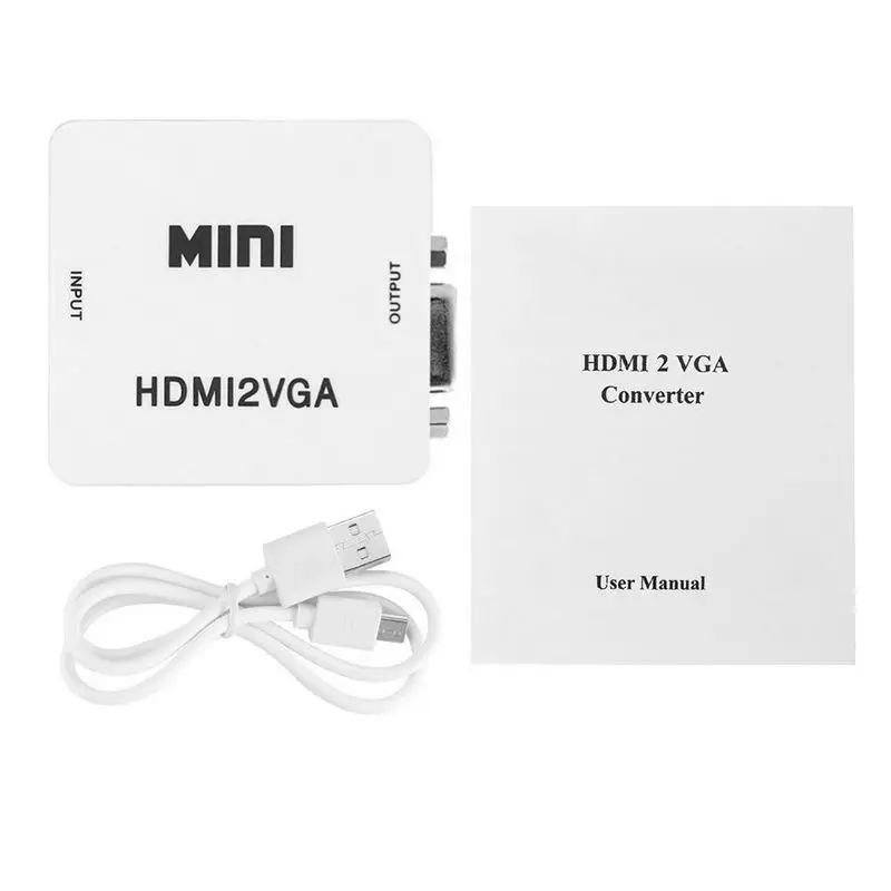 Pohiks 1080P HDMI к VGA Аудио видео конвертер белый Высокое качество HDMI к VGA адаптер для ноутбука ТВ коробка проектор